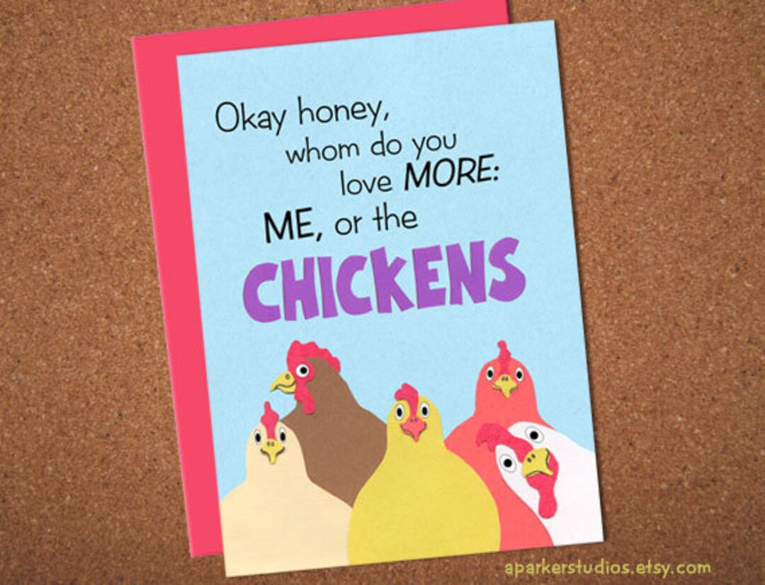 Chicken Valentine's Day Card, Funny Valentine's Day Card, Hand Made