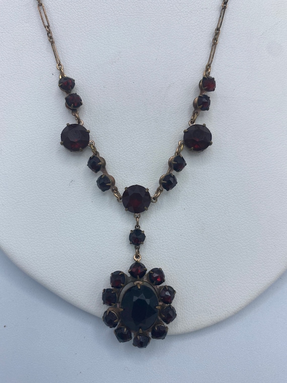 Vintage Red Garnet Rhinestone Necklace