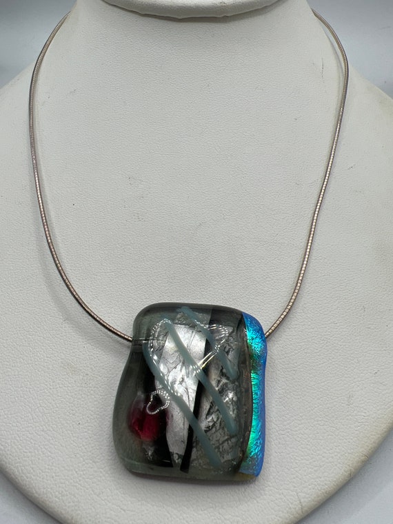 Maya Offer Sterling Silver Dichroic Glass Pendant 