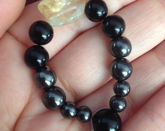 Citrine, Hämatit, schwarze Onyx Stein Gebetskette, Good Luck Pocket Stones
