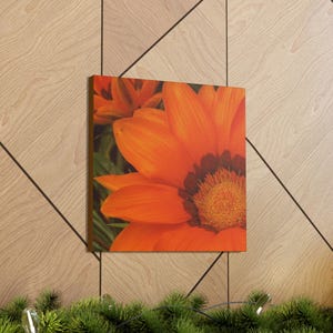 Canvas Wall Art, Orange Flower Bright Sunny Gallery Wrap, Home Decor, Floral Canvas Print, Wall Hanging, Gift for Nature Lover