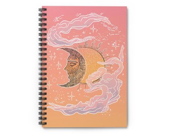 Illustration de la lune et du soleil célestes Cahier à spirale
