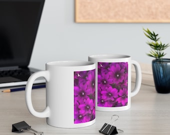 Tazza da caffè con motivo floreale viola, tazza da tè con fiori botanici, regalo per la festa della mamma