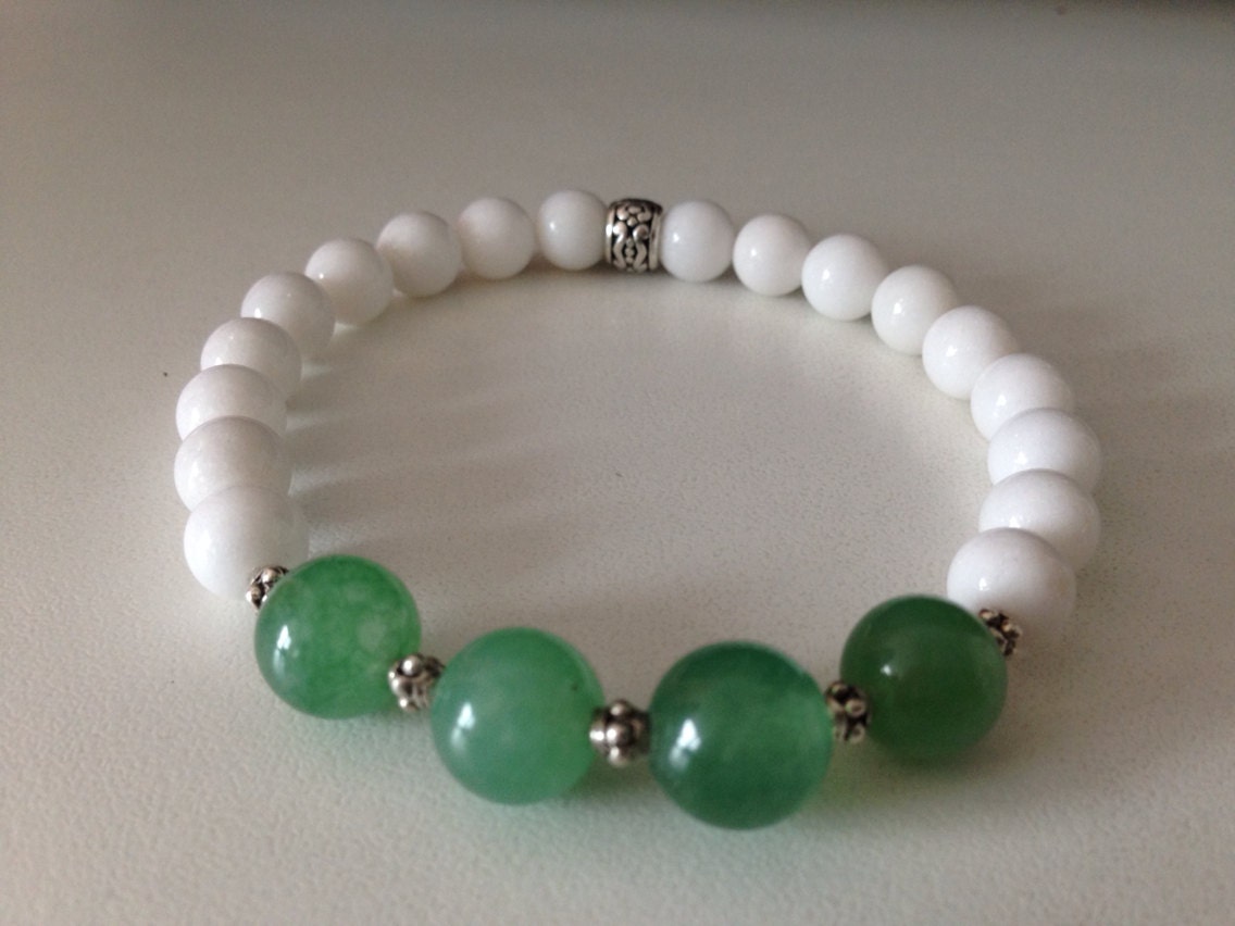 Men's bracelet B171 green aventurine and white dolomite
