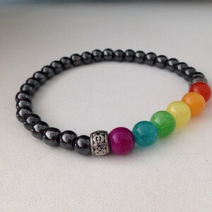 BRACELET B116 Jade and hematite bracelet gay pride | Etsy