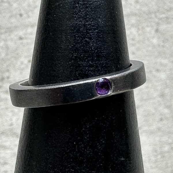 Natural Amethyst Sterling Silver Ring, Contemporary Ring