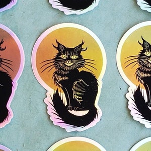 Black Cat Vinyl Sticker for Water Bottles, Car, Laptop, Notebooks