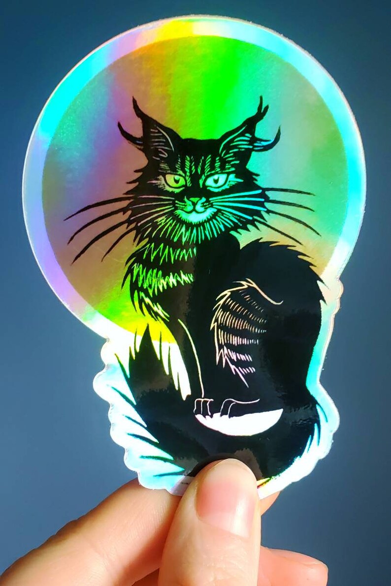 Black Cat Vinyl Sticker for Water Bottles Car Laptop - Etsy