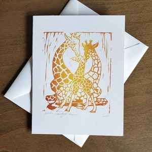 Giraffe Familienkarte 4er Pack, niedliche Giraffenkarte, Blankokarten