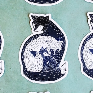 Fox Family Sticker - Vinyl Sticker for Car, Water Bottle, or Laptop - Fox Sticker