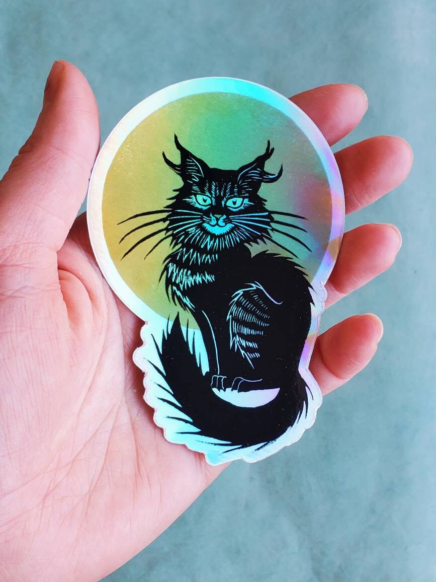 Black Cat Vinyl Sticker for Water Bottles, Car, Laptop, Notebooks - Etsy