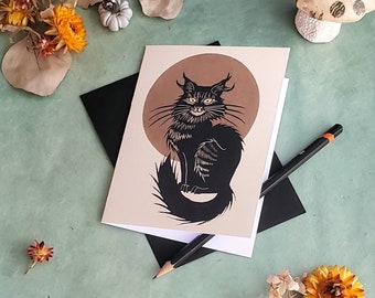 Black Cat Blank Card, Any Ocasion Card