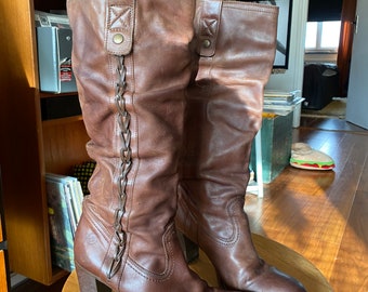 Orig. Vintage Bronx western boho boots with braided details