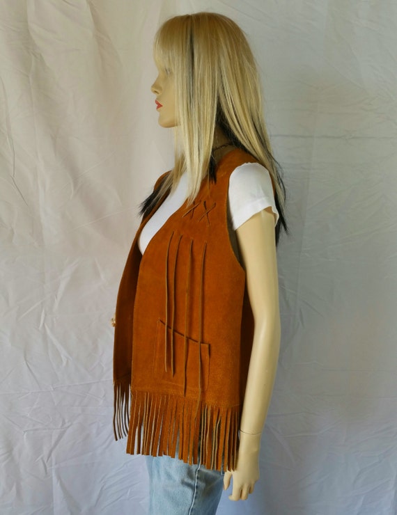 Vintage 70's Suede Leather Vest with fringe