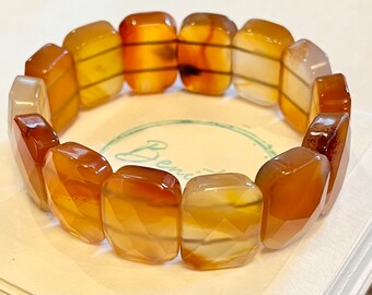 Vintage Carnelian Bracelet. 22x16mm GemStone Bracelet. Chunky 80' Style. Trending Luxe Bracelet. Gift For Her