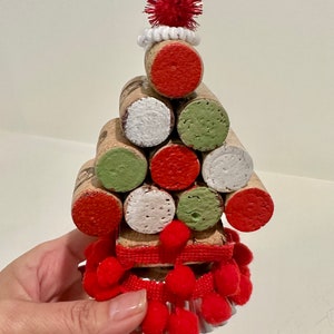 Wine Cork Christmas Tree Ornament | Altered Tart Tin Decor | Unique Hostess Gift for Girlfriend | Cottage Core Style