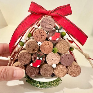 Christmas Cork Tree - Upcycled Wine Cork Ornament - Cottage Core Decor for Wine Lovers - Unique Hostess Gift for Her
