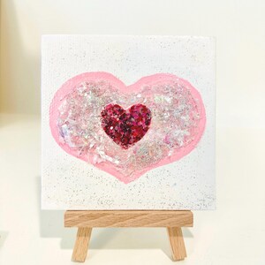 Mini Valentine Heart Canvas Art | Jeweled Paper Collage (4x4)