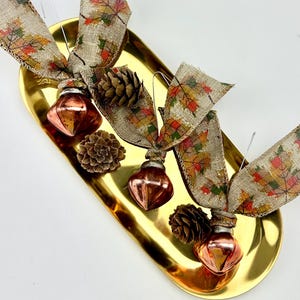 3 Pc Vintage Mercury Glass Ornaments: Orange Amber Kugel Style, Fall Decor