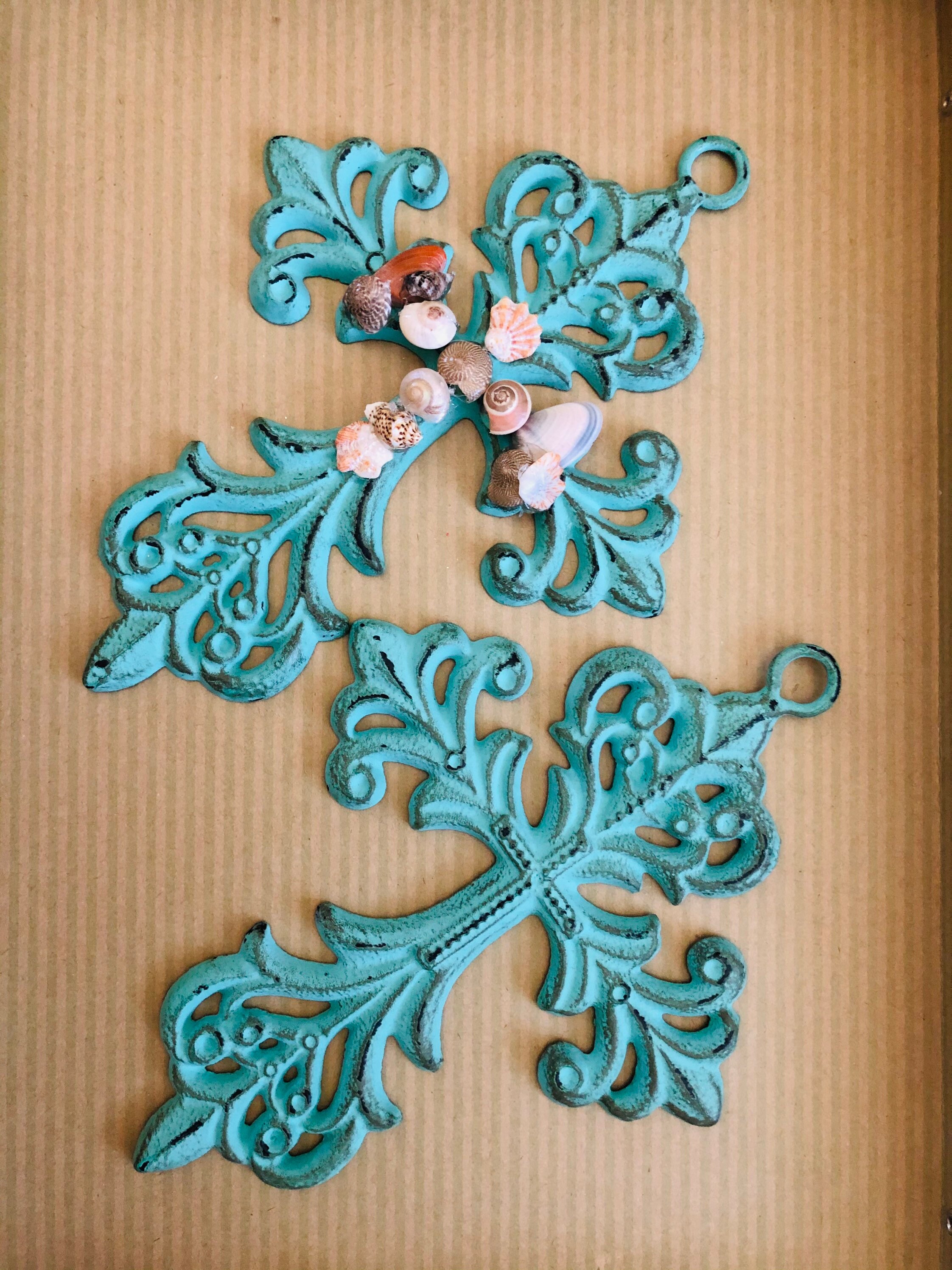 Turquoise Shell Cross. Coastal Cast Iron Cross. Wall Cross. Etsy