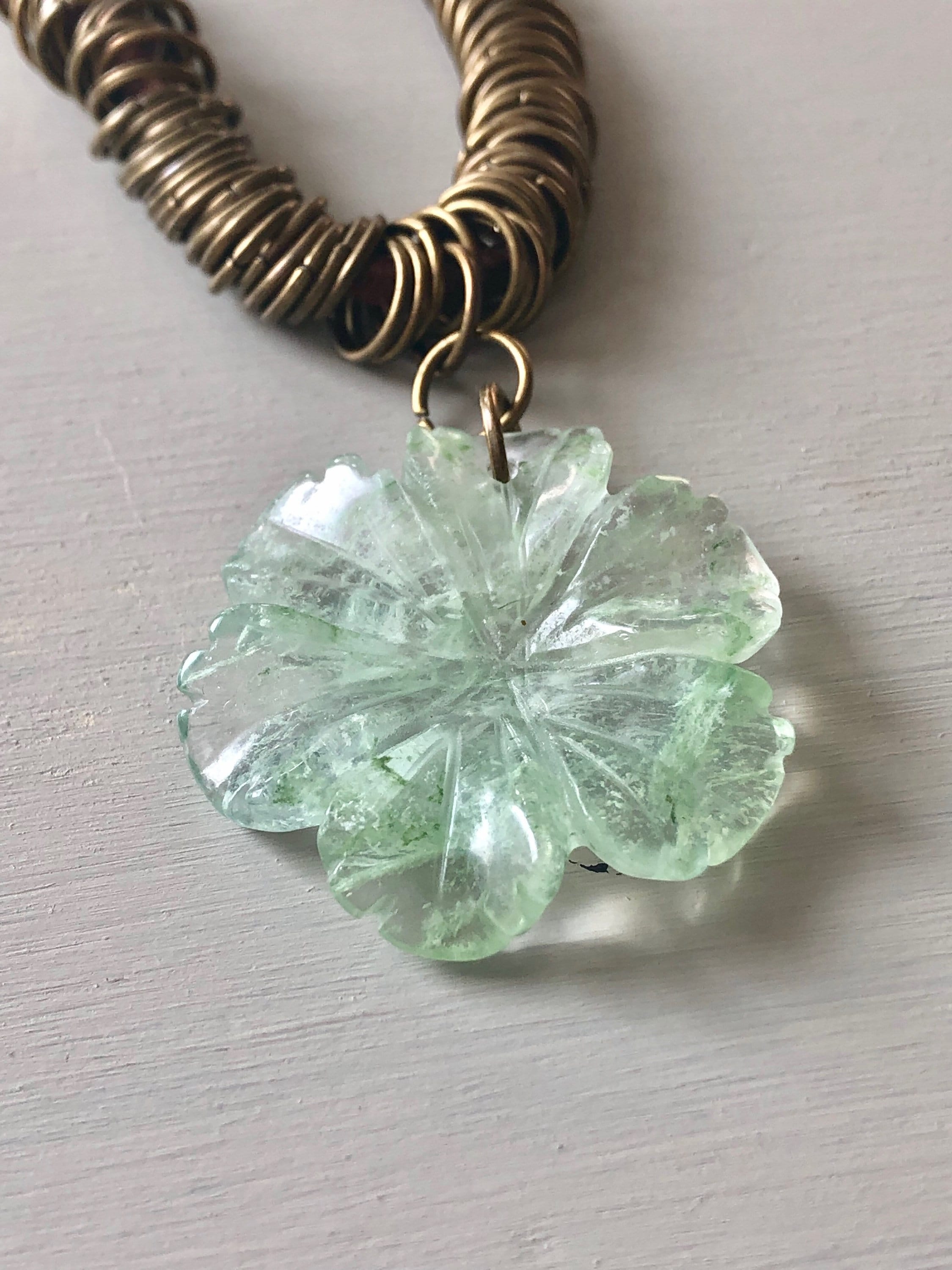Mint Green Quartz Pendant Necklace. Natural Carved Stone Etsy