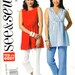 Butterick 5736, Sz 4-28/XS-XXL/Bust 29.5-48". Easy Ladies Pullover Sleeveless Vneck/Bateau Neck Empire Waist Tunic Top, UC See & Sew pattern