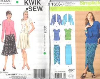 Misses 10-18 Jacket Knit Top Skirts Simplicity 1698 Plus Sewing Pattern New