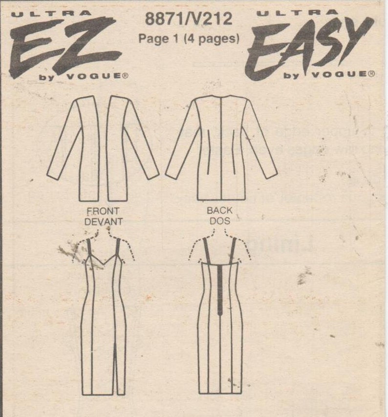 LOT of 2 UNCUT Vogue Ultra EZ patterns Vogue 8871/8622 Easy Etsy