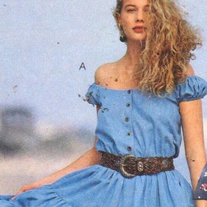 McCalls 7162, Sz 14-18/Bust 36-40". 90s  Flirty Sexy Off Shoulder/Western/Boho Dress pattern, UNCUT