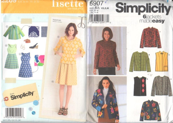 Simplicity 5907 Misses Jackets /& Vest Sewing Pattern ~ Size 6-16 XS-M