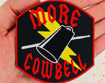 3.5" More Cowbell Rock And Roll Iron On Patch DIY Sew On Embroidery Appliqué Pop Culture Gifts