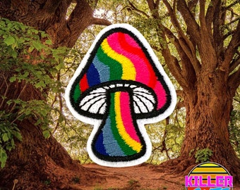 2.5" Rainbow Magic Mushroom Iron On Patch