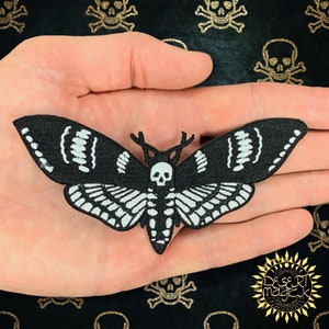 4.7” Death Head Skull Moth Goth Gift Iron On Patch