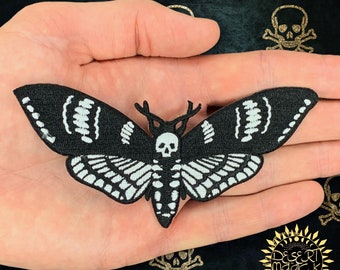 4.7” Death Head Skull Moth Goth Gift Iron On Patch