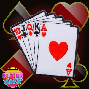 3.5 "Royal Flush Poker Cards Iron On Patch