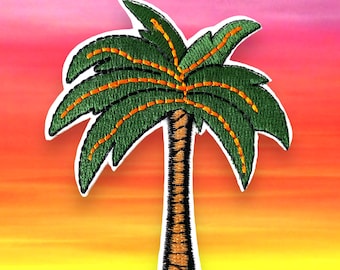 2.5" Palm Tree Iron On Patch Retro 80s Beach Inspired Patches