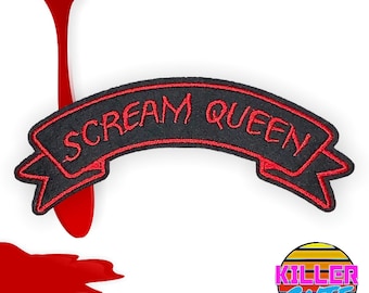 4.9" Red Black Scream Queen Iron On Patch