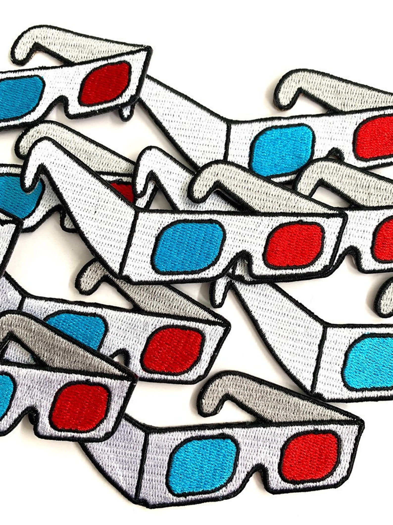 3.6 Retro 80s Movie Theater 3D Glasses Iron on Patch Diy Etsy