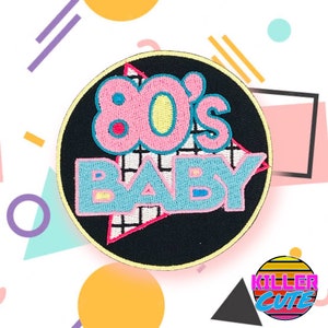 3.1&quot; Retro 80&#39;s Baby Pastel Iron On Patch Diy Embroidered Patch Applique Nostalgic Gift