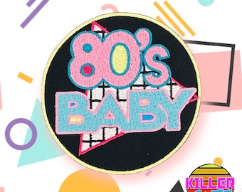 3.1" Retro 80's Baby Pastel Iron On Patch Diy Embroidered Patch Applique Nostalgic Gift