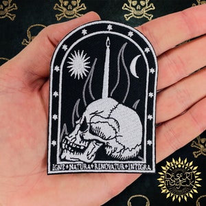 3.5&quot; Skull Ritual Altar Occult Iron On Patch Diy Embroidered Patch Applique Witch Gift