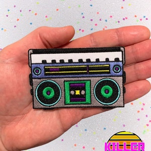 3.2" Retro Music Tape Player Boombox Iron On Patch Diy Embroidered Patch Applique Nostalgic Novelty Gift