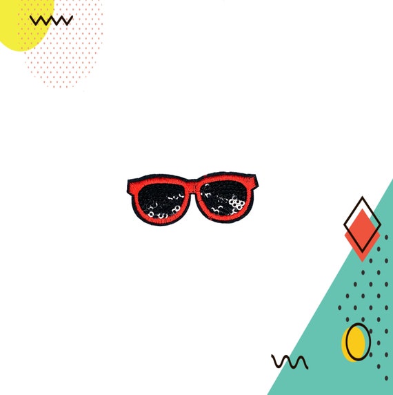 Sun Glasses Iron on sequine Patch bright colours Sun Glasses Iron on sequine Patch bright colours