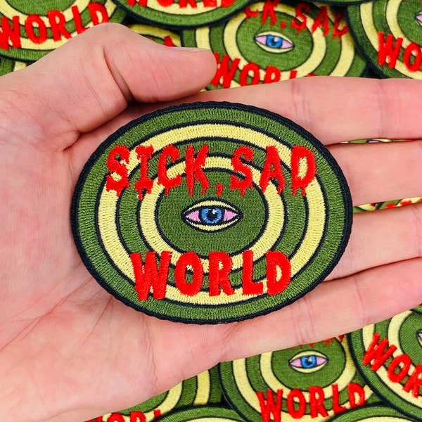 3.1" Sick Sad World Iron On Patch Diy Embroidery Patch Applique FUNNY DARK HUMOUR