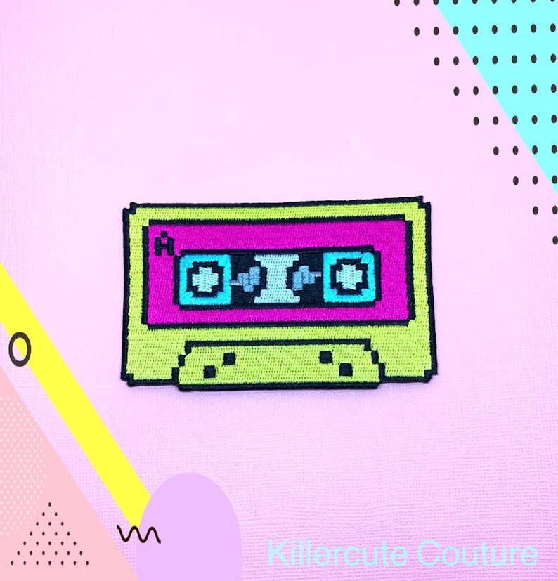 80/'s Nostalgia Cassette Tape Patch Iron on Applique Gothic Clothing Mix Tape