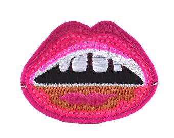 Kiss mouth red lips large patch to iron on ironing plate ironing plate ironing patch size 12 x 8 cm