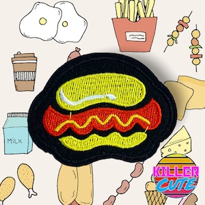 2.5&quot; Hotdog with Mustard Iron On Patch