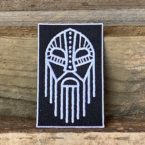 3.5" Viking War Mask RuneWolf Iron On Patch