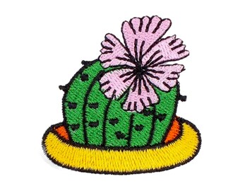 2.3” Green Succulent Pink Flower Iron On Patch