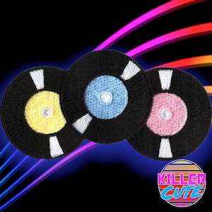 3" Retro Vinyl Records Iron On Patch 70s Disco 80s Party